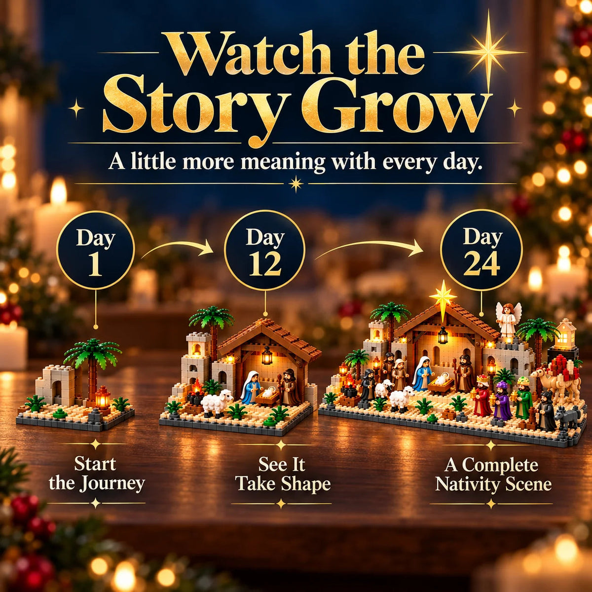 🌟 Nativity Advent Calendar – 24-Day Buildable Christmas Nativity Set 🎄🎁