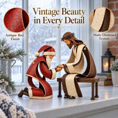 ✝️🎅Santa Kneeling Before Jesus Christmas Figurines