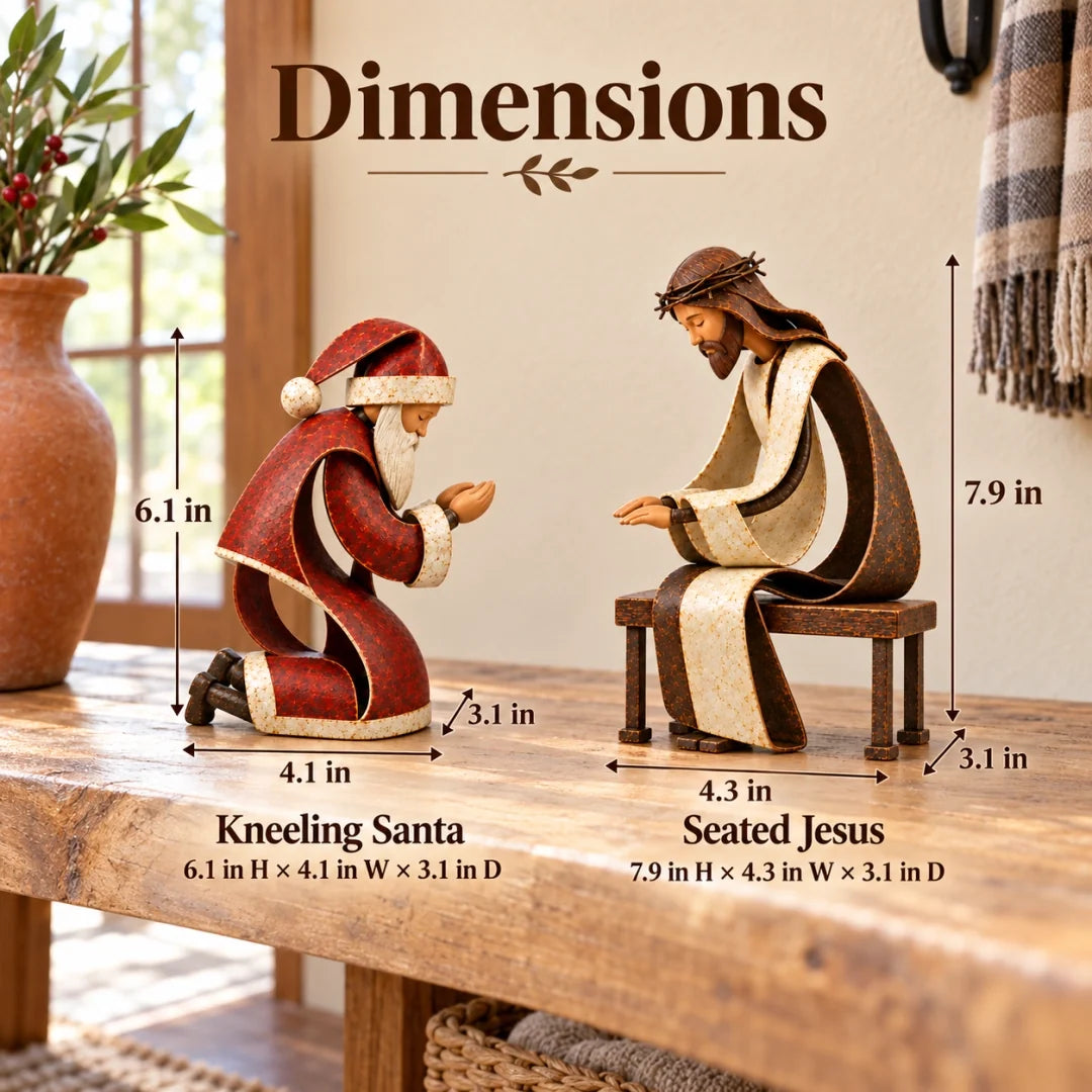 ✝️🎅Santa Kneeling Before Jesus Christmas Figurines