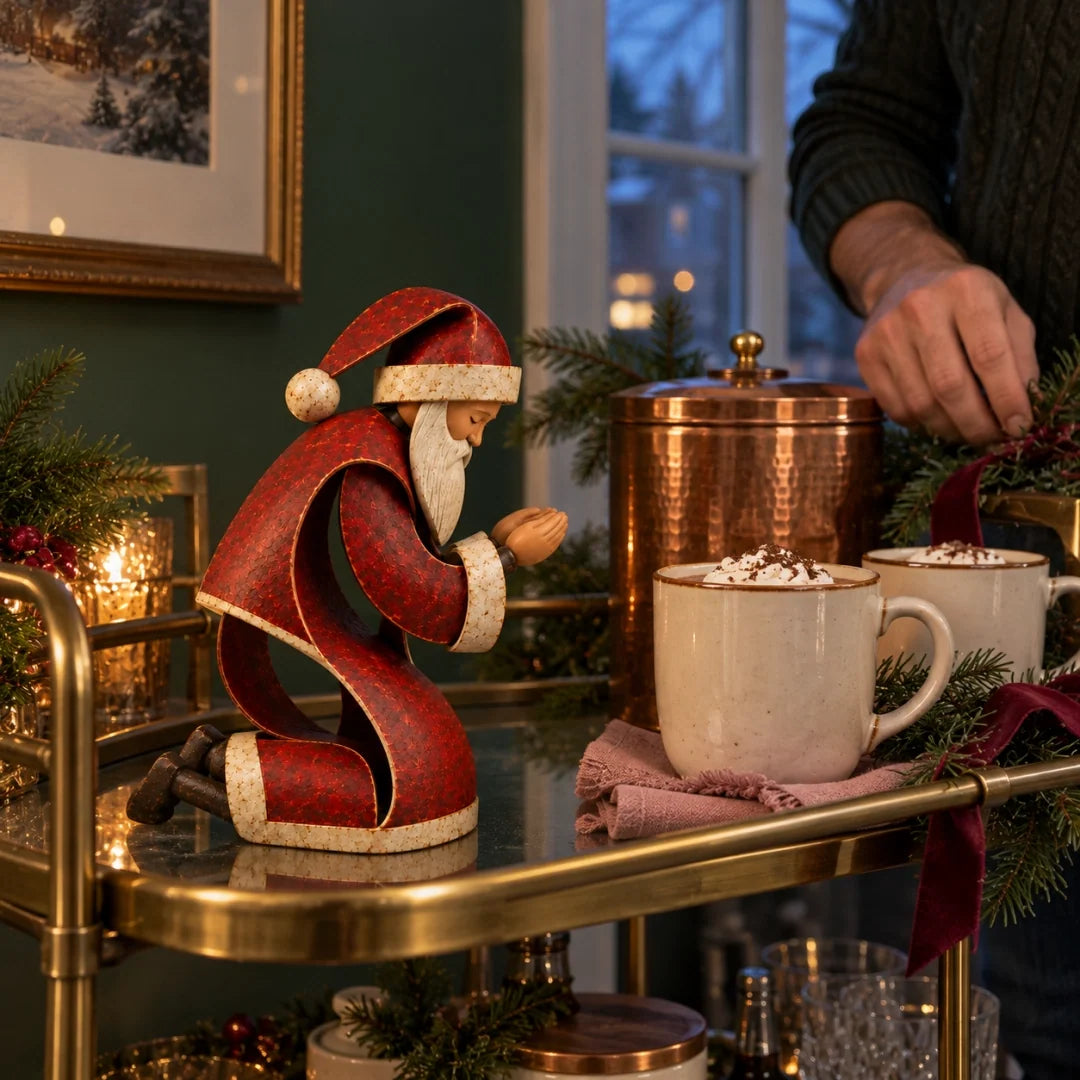 ✝️🎅Santa Kneeling Before Jesus Christmas Figurines