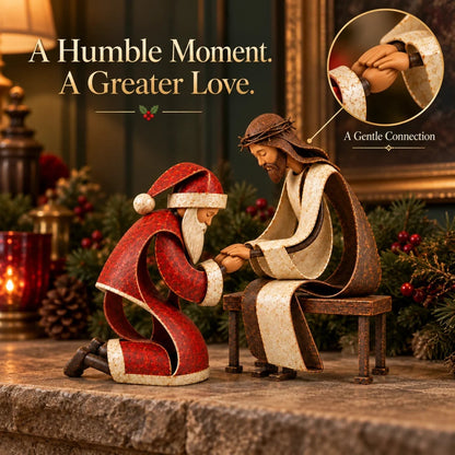 ✝️🎅Santa Kneeling Before Jesus Christmas Figurines