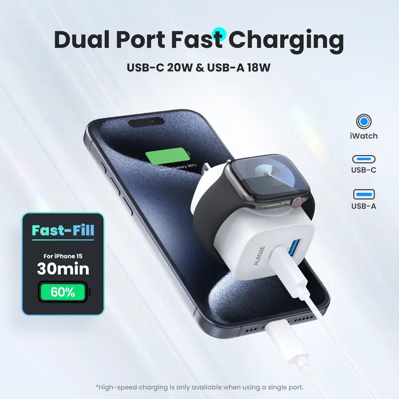 🔥Last Day 55% OFF - 3-in-1 20W USB-C Fast Charger with Magnetic Apple Watch Dock & Cable