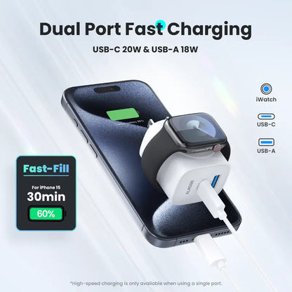 🔥Last Day 55% OFF - 3-in-1 20W USB-C Fast Charger with Magnetic Apple Watch Dock & Cable