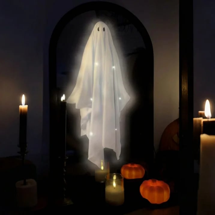 👻Halloween Magical Illusion Ghost Mirror with LED Backlit Ambient Night Light 👻🔮