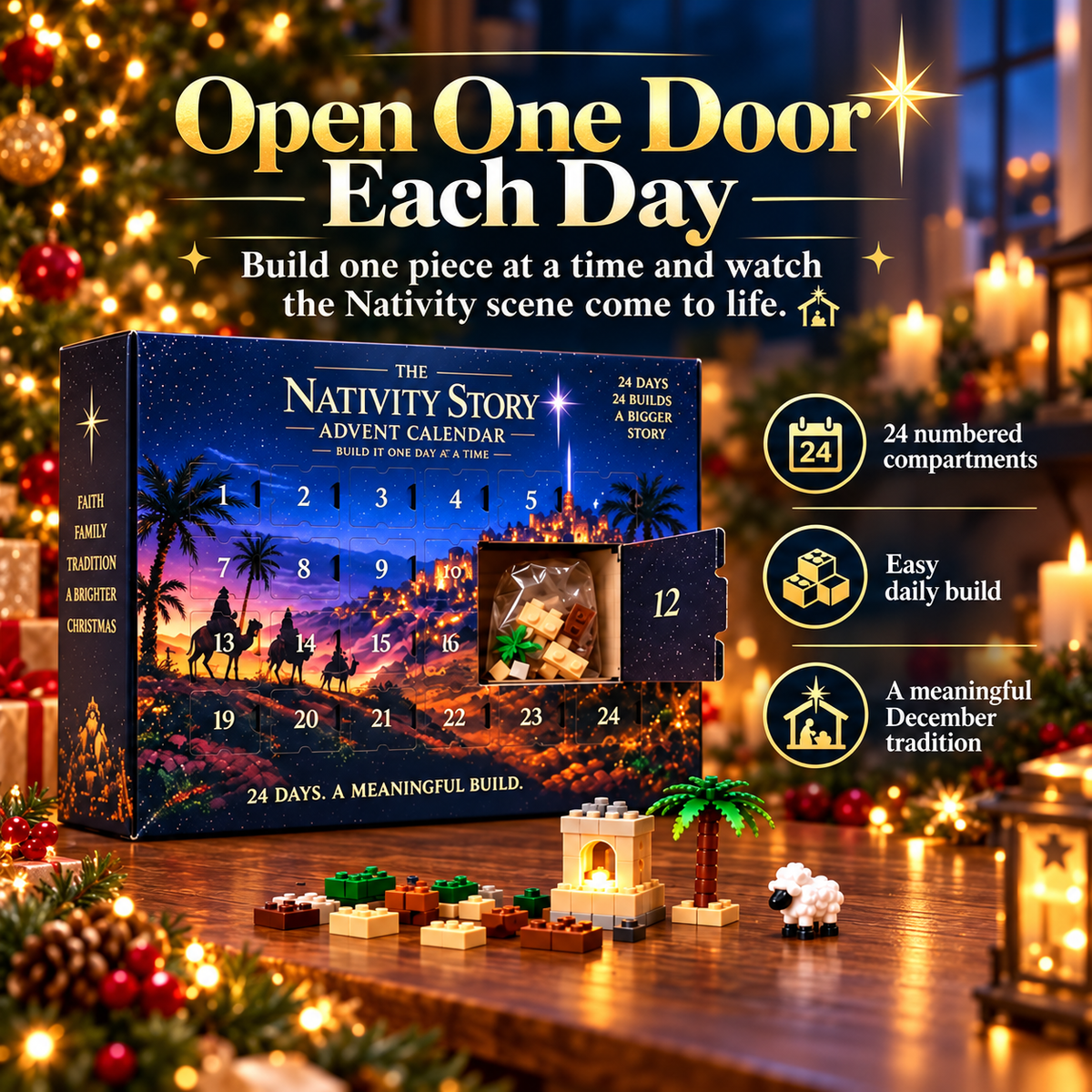 🎄 24-Day Nativity Advent Calendar – Build the Christmas Story One Day at a Time ✨