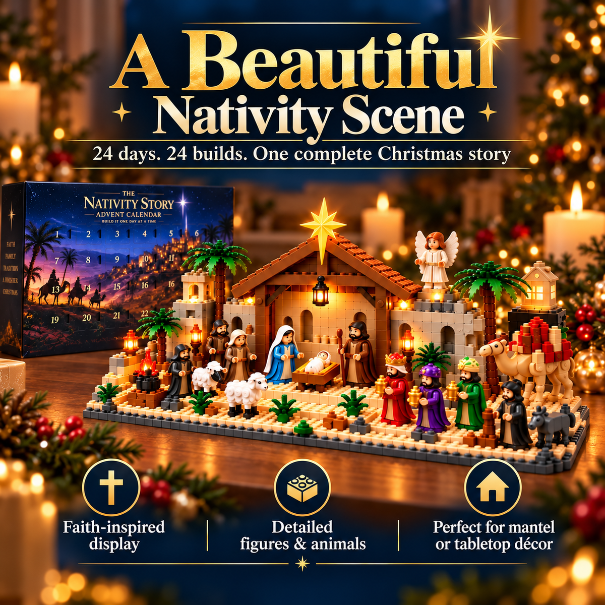 🎄 24-Day Nativity Advent Calendar – Build the Christmas Story One Day at a Time ✨