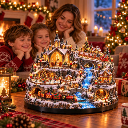 ✨ LAST DAY 49% OFF 🔥 Lighted Animated Christmas Village with Train, Reindeer Sleigh & Waterfall ✨