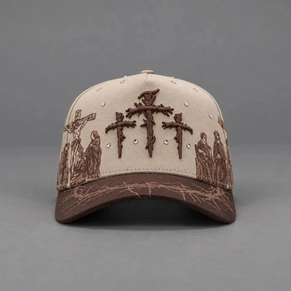 ✝️ Viacrucis Faith-inspired Cap | Raised Crosses • Way Of The Cross Artwork