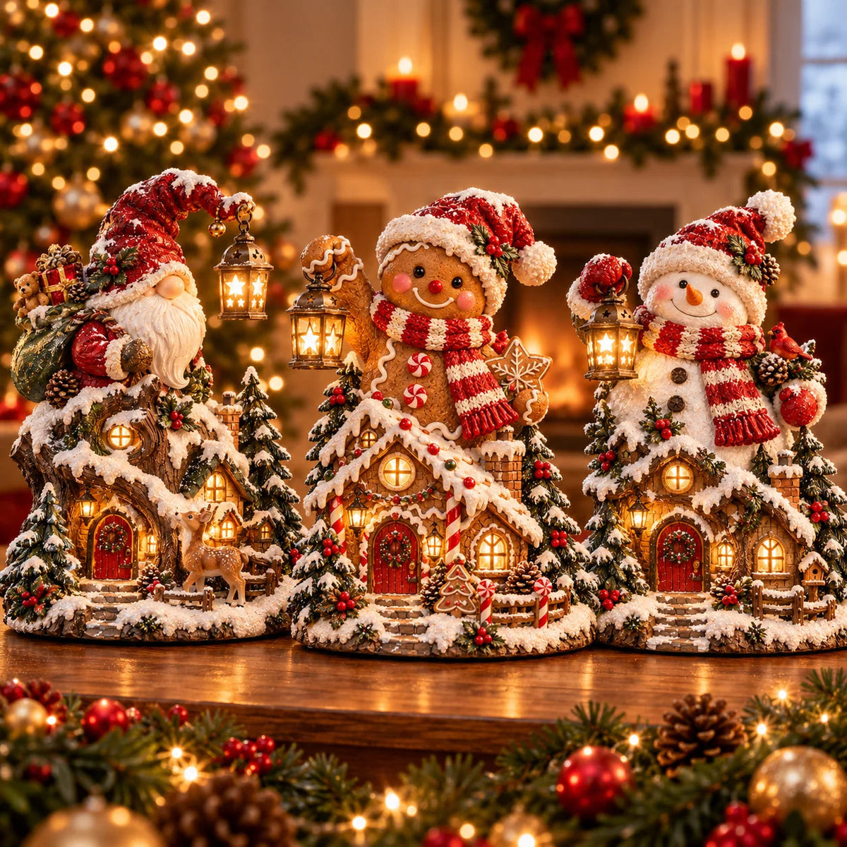 🎄✨ Cozy Christmas Cottage™ – Lighted Holiday Figurine Collection✨
