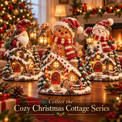 🎄✨ Cozy Christmas Cottage™ – Lighted Holiday Figurine Collection✨