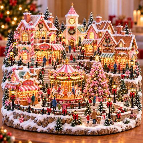 ✨ HOT SALE 49% OFF✨🎄'Candy-Bright' Christmas Market | Illuminated Miniature Christmas Town ✨