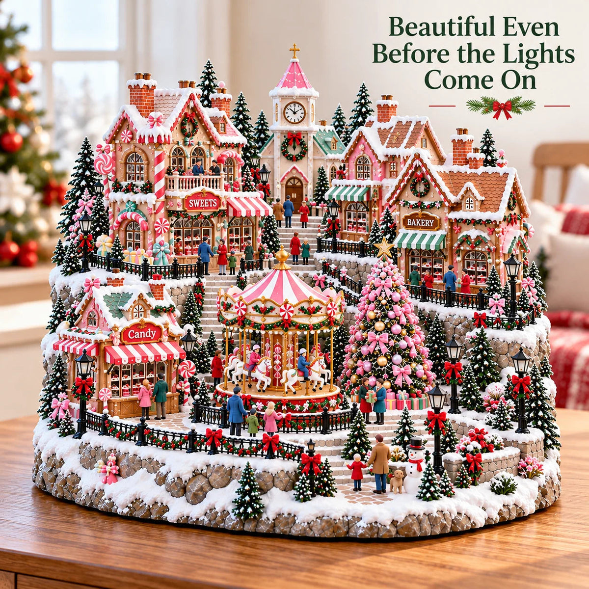 ✨ HOT SALE 49% OFF✨🎄'Candy-Bright' Christmas Market | Illuminated Miniature Christmas Town ✨