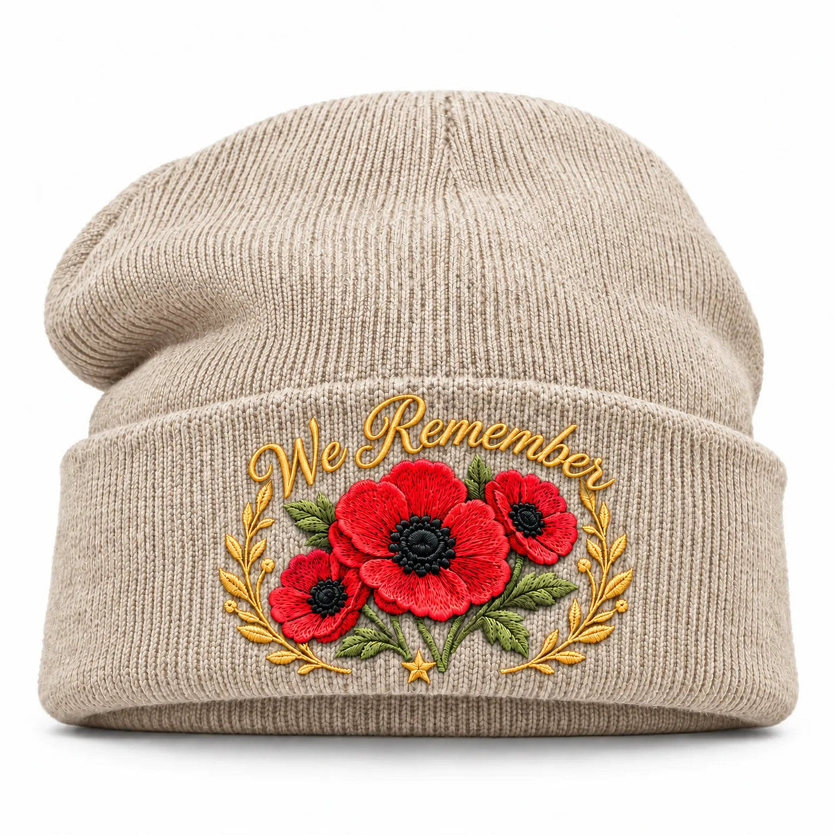 'Lest We Forget' Poppy Embroidered Beanie