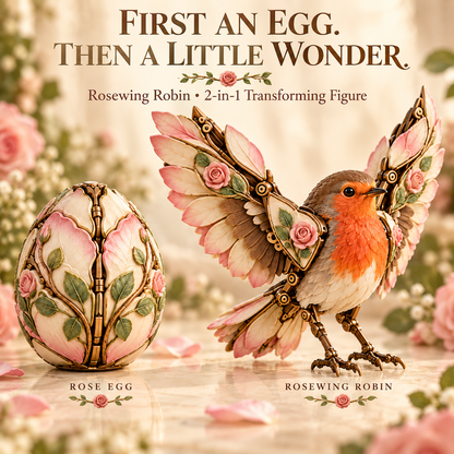 🌹 48% OFF Rose Egg Transforming Robin – 2-in-1 Botanical Mechanical Figure 🐦