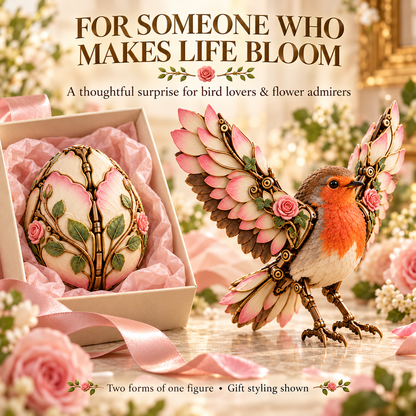 🌹 48% OFF Rose Egg Transforming Robin – 2-in-1 Botanical Mechanical Figure 🐦