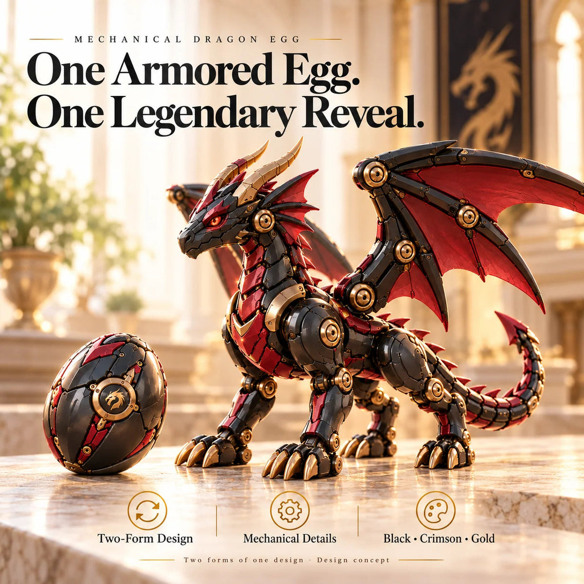 🐉 Mechanical Dragon Egg - Articulated Fantasy Figurine & Mystery Egg 🔥