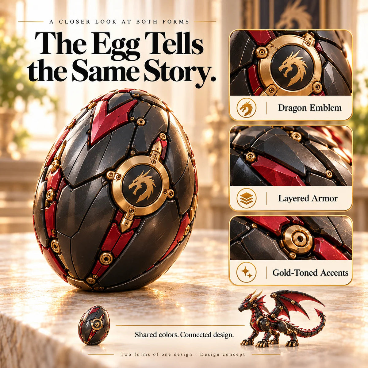 🐉 Mechanical Dragon Egg - Articulated Fantasy Figurine & Mystery Egg 🔥