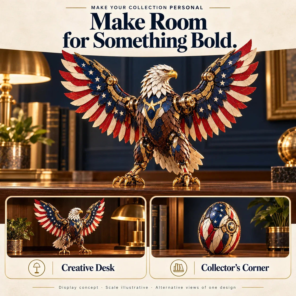🔥last Day 49% Off -🦅 American Eagle Transforming Egg – Stars & Stripes Mechanical Figure With Bold Wing Details