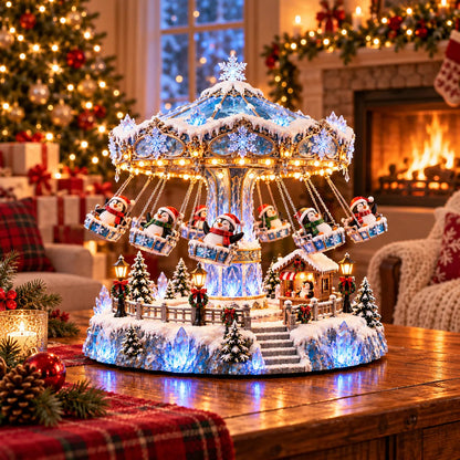 🎄 Christmas Sale 50% Off! 🐧 Penguin Winter Swing Carnival™ – Light-up Rotating Christmas Decoration ❄️✨