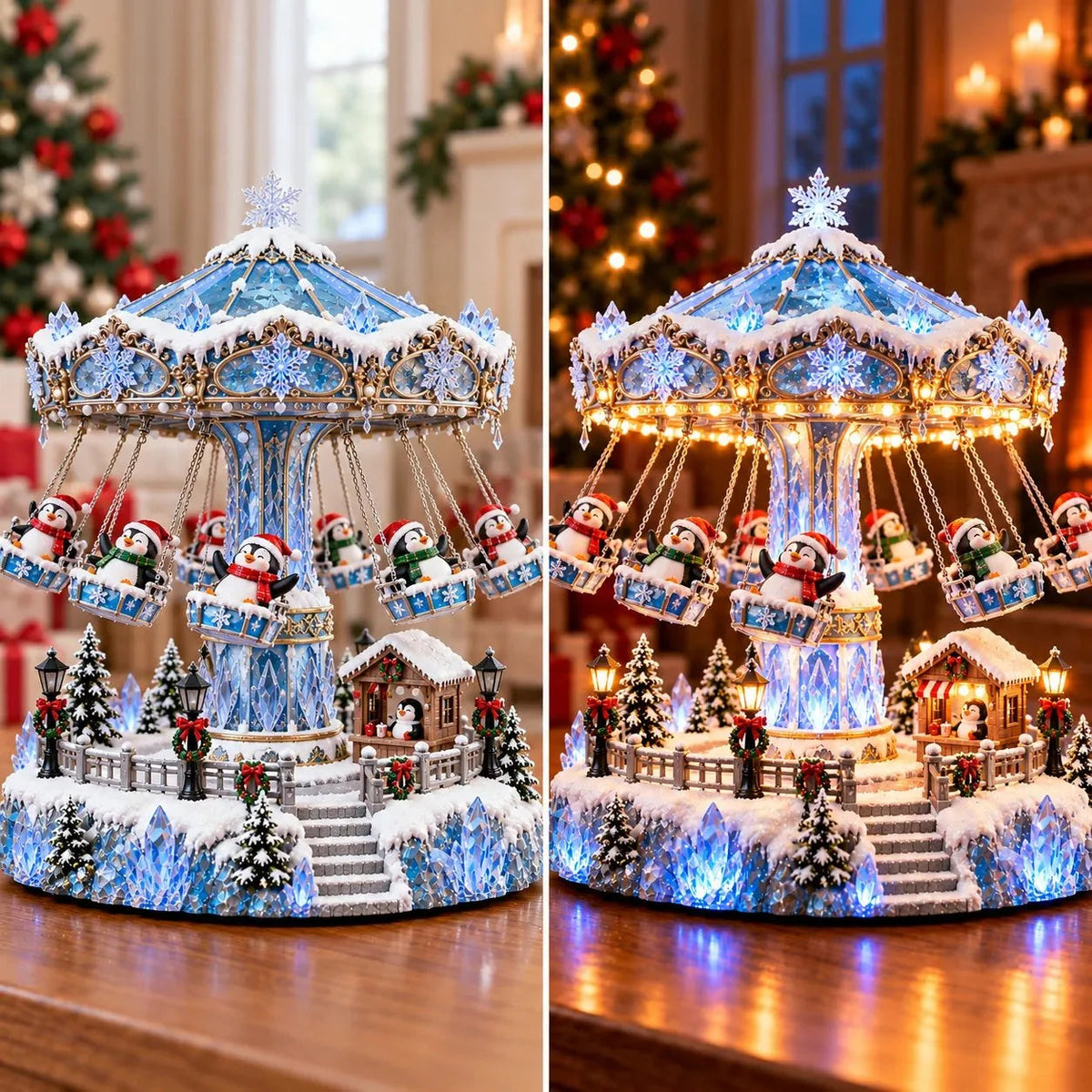 🎄 Christmas Sale 49% OFF! 🐧 Penguin Winter Swing Carnival – Light-Up Rotating Christmas Decoration ❄️✨