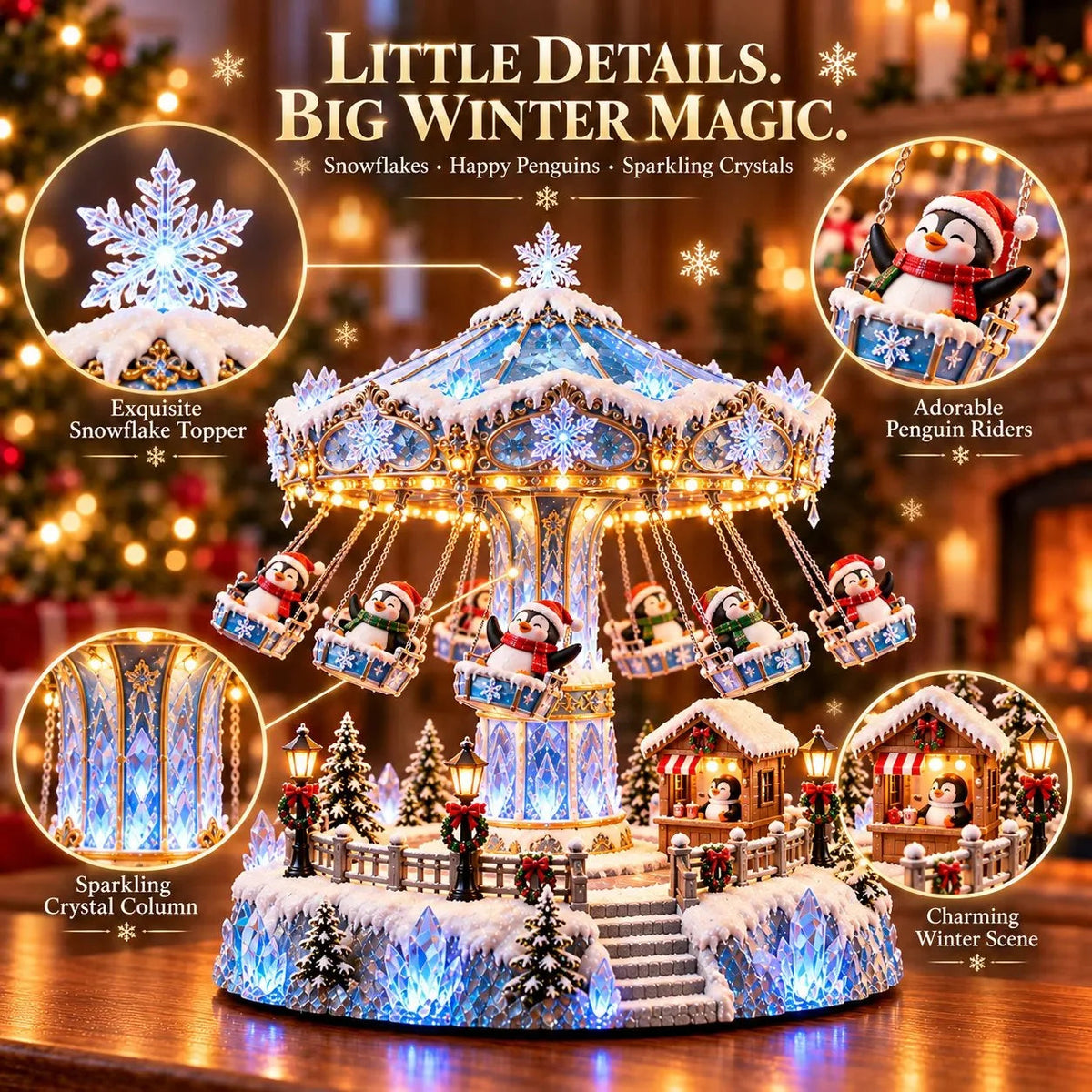 🎄 Christmas Sale 49% OFF! 🐧 Penguin Winter Swing Carnival – Light-Up Rotating Christmas Decoration ❄️✨