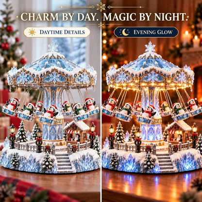 🎄 Christmas Sale 49% OFF! 🐧 Penguin Winter Swing Carnival – Light-Up Rotating Christmas Decoration ❄️✨