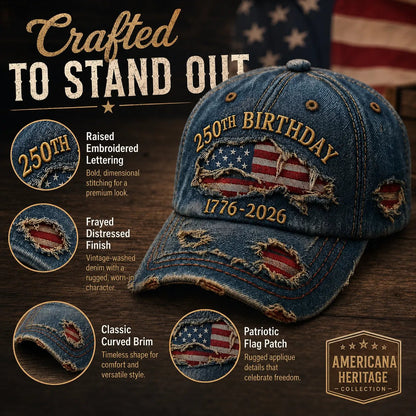 🧢🇺🇸 Handmade Veteran America 250th Anniversary Cap 🦅