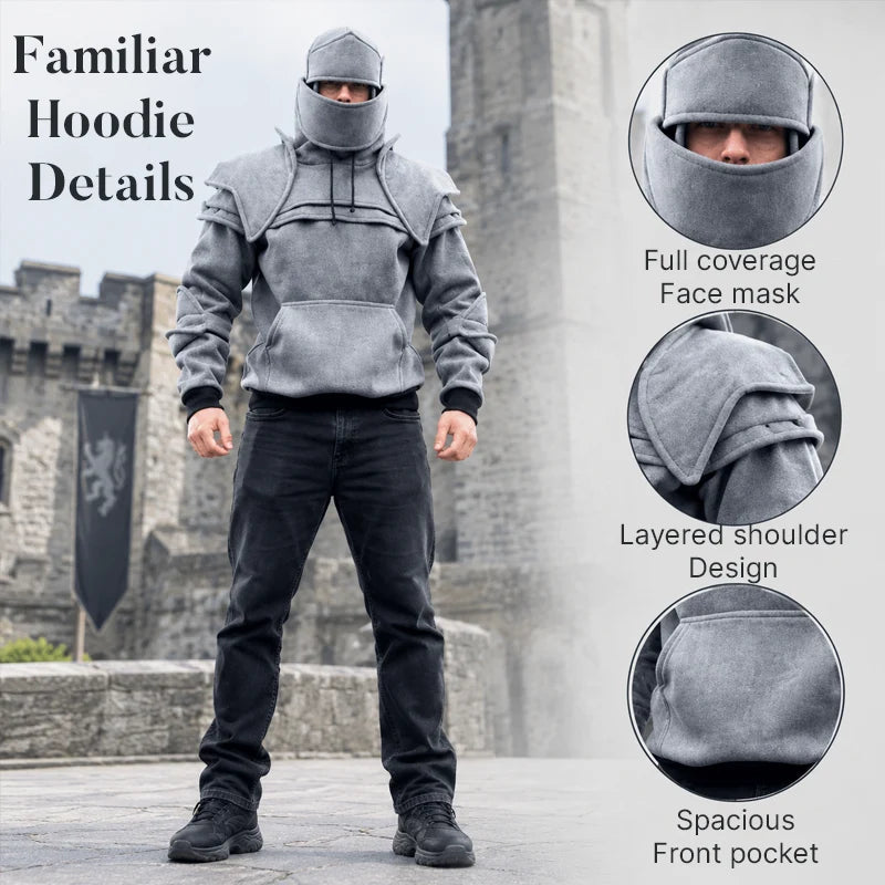 ⚔️🛡️Medieval Knight Cosplay Hoodie ✨ Fantasy Streetwear Pullover