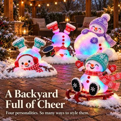 📌☃️ Adorable Light-Up Snowmen | 4 Cute Christmas Garden Style