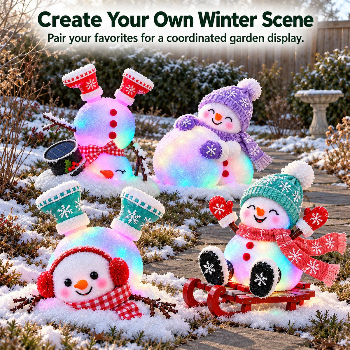 📌☃️ Adorable Light-Up Snowmen | 4 Cute Christmas Garden Style