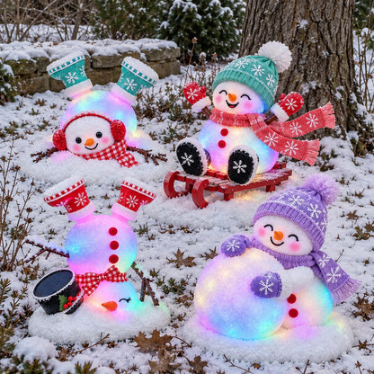 📌☃️ Adorable Light-Up Snowmen | 4 Cute Christmas Garden Style