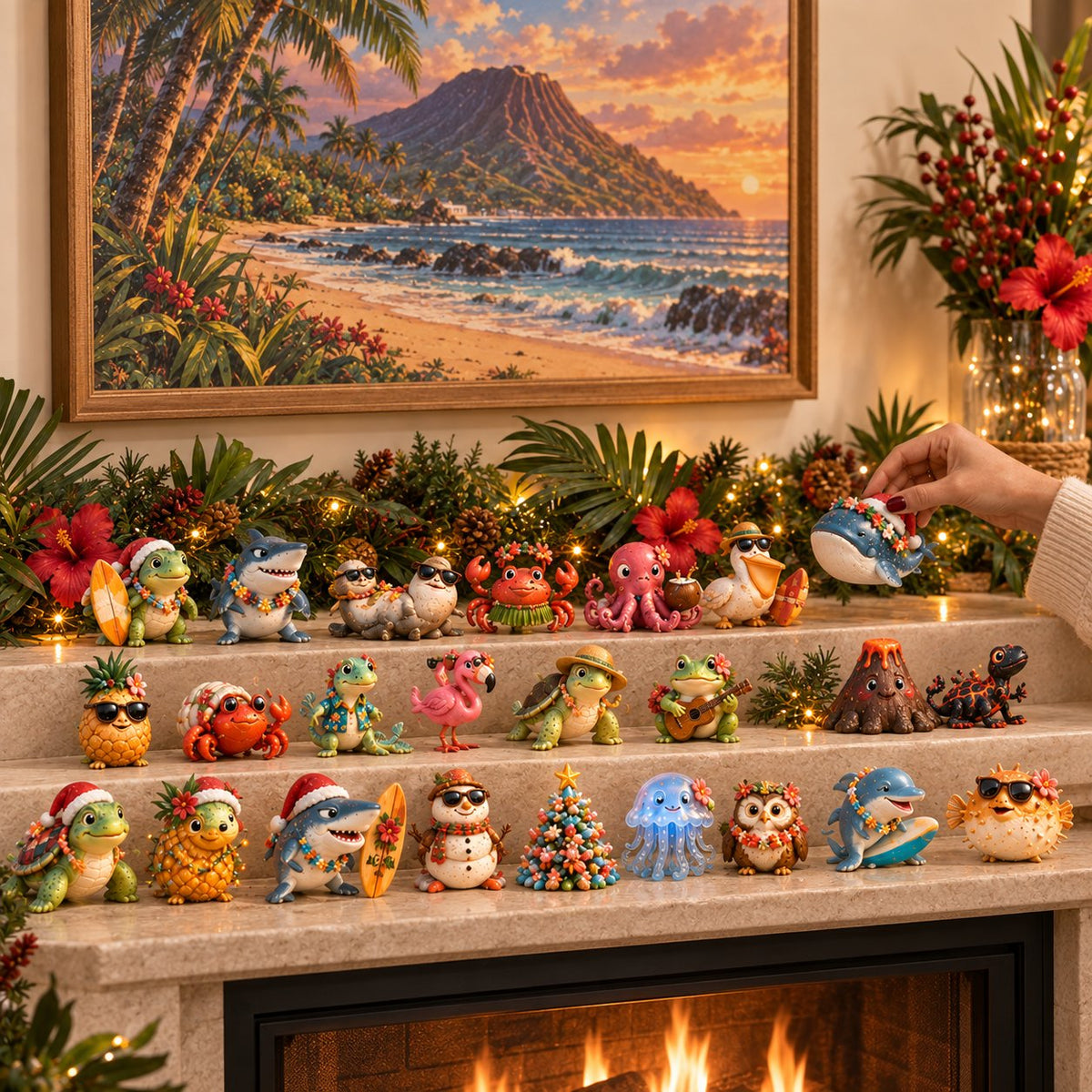 🌺 24 Days of Hawaiian Odd Friends Advent Calendar | Tropical Christmas Figurine Set 🏝️