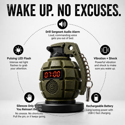 💣50% OFF TODAY⏰ Grenade Alarm Clock – Wake Up Like Never Before