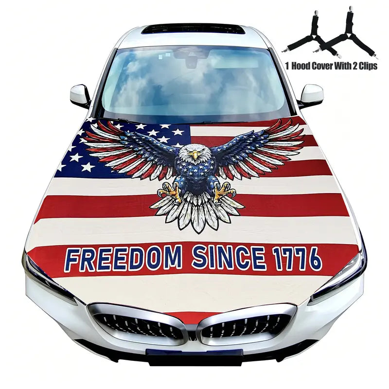 🇺🇸🔥 American Flag Hood Cover 🚗 | Wind-Proof & Universal Fit 🛡️