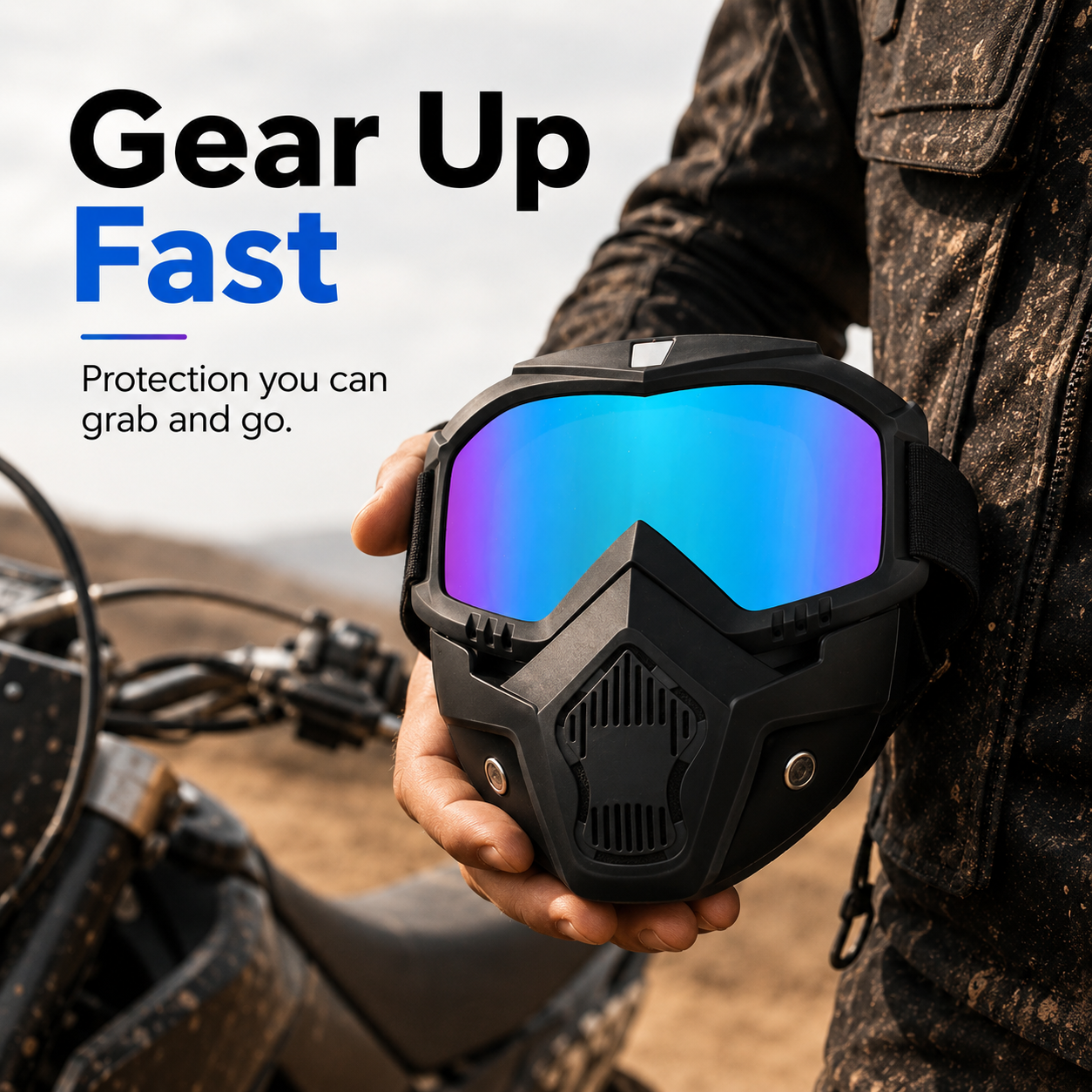 Motorcycle Helmet Riding Goggles: Wind, Dust, and UV Protection; Skull-Patterned Goggles for Full-Face Protection