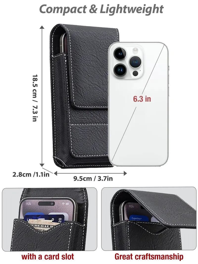 🏆 Last Day Special Price ! 🔥Waist Belt Cell Phone Pouch 📱 Multi-Pocket Leather Holster with Card Holder