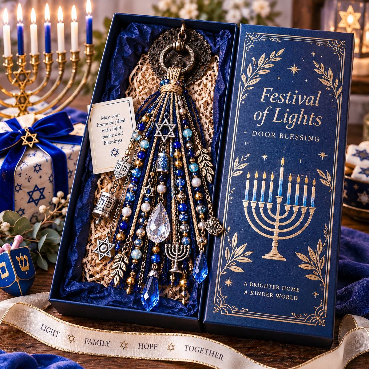 🕎 Festival of Lights Door Blessing – Hanukkah Home Keepsake