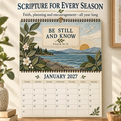 📖 2027 Psalms of Comfort & Strength Wall Calendar – 12-Month Scripture Art ✝️