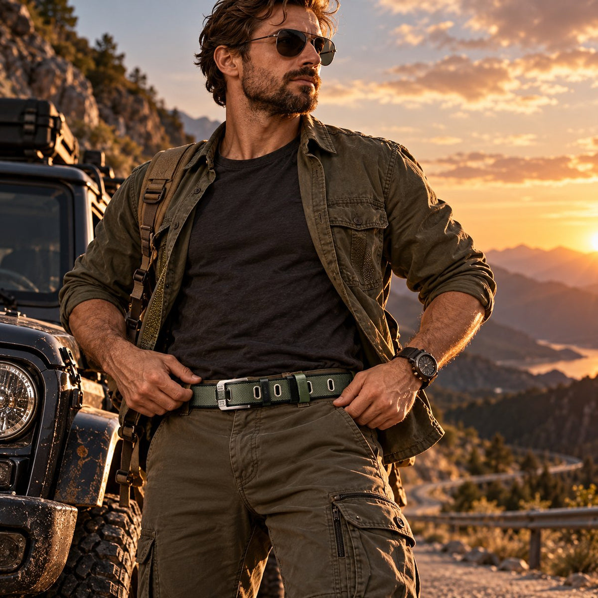 ✨Textured Nylon Strap Utility Belt  Ideal for Hiking, Camping & Daily Streetwear Outfits