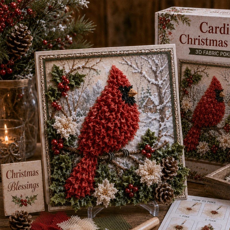 🎄3D Christmas Fabric Poke Art Kit – DIY Holiday Craft for Adults & Beginners