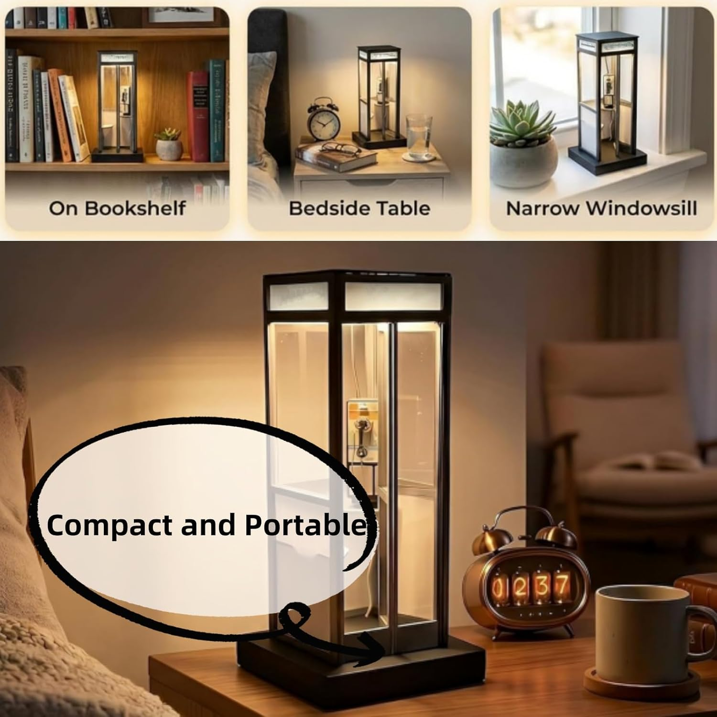 ☎️ Vintage Telephone Booth Lamp – 🏮 Warm LED Night Light with Retro Phone Details – Cozy Decor for Bedroom, Study & Office