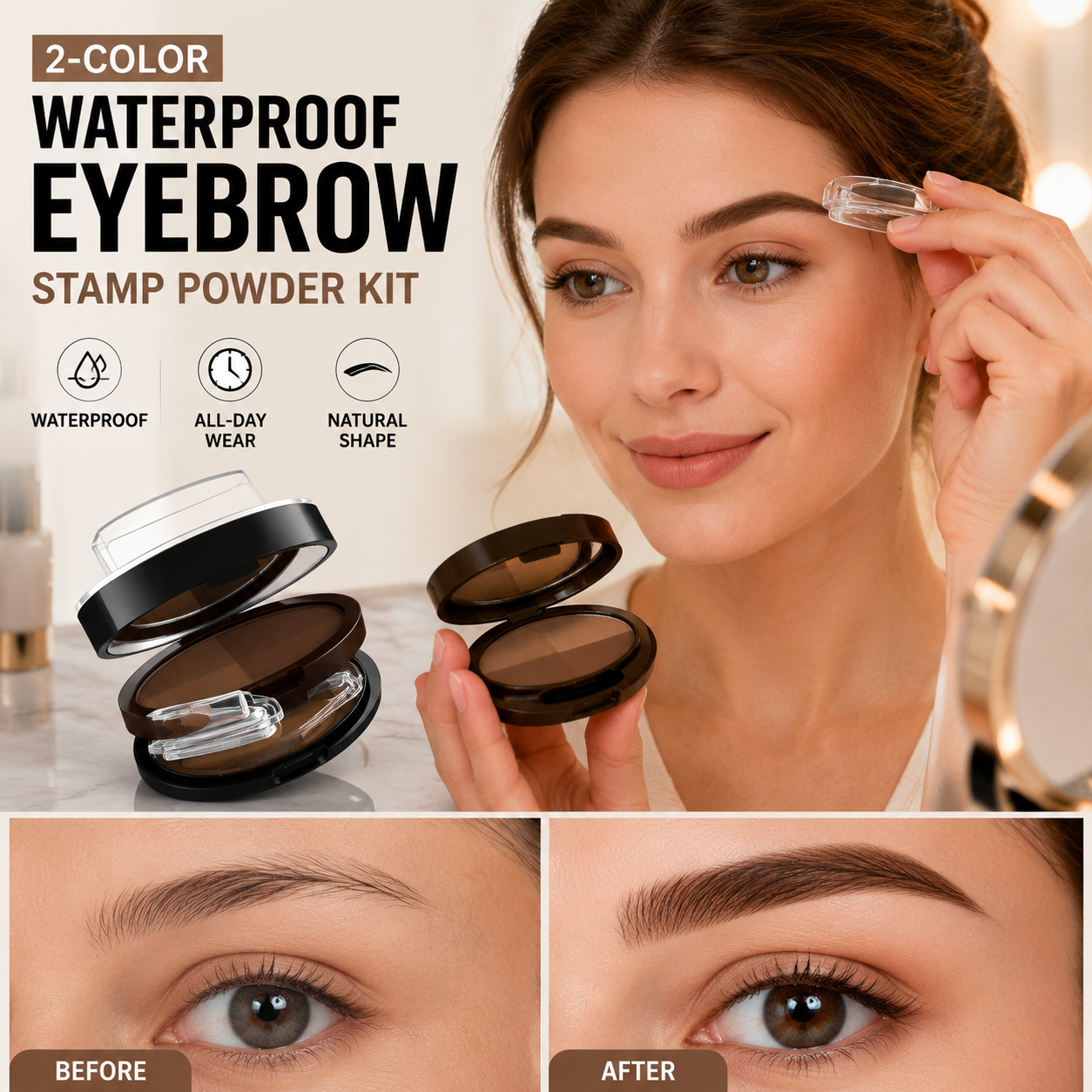 ✨ Adjustable Eyebrow Stamp – Two-Color Brow Powder For Natural-Looking Brows