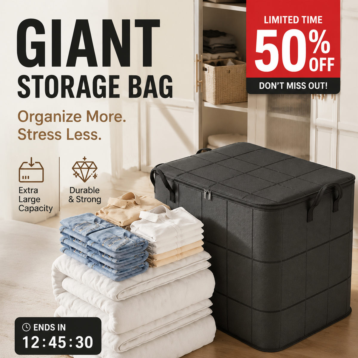 📦Foldable Storage Tote – Waterproof, Dustproof, Big & Portable 🌟