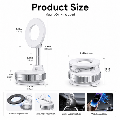📱 360° Adjustable MagSafe Car Phone Holder for Dashboard & Smooth Surfaces