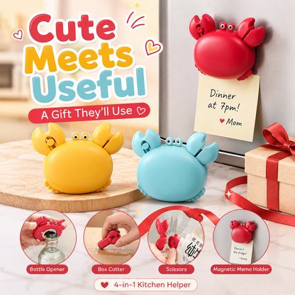 🦀 Cute 4-in-1 Crab Kitchen Gadget – Open, Cut, Slice & Stick Anywhere