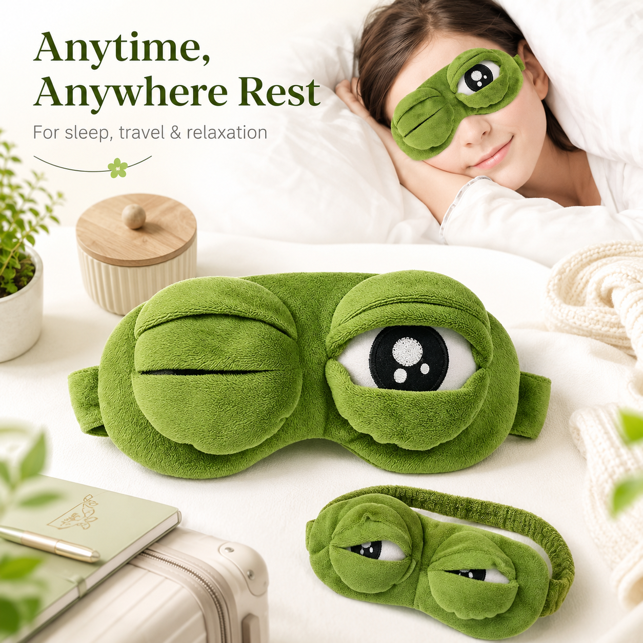🐸Plush Comfort 3D Sad Frog Sleep Mask