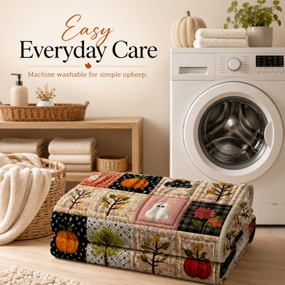 🎃 Halloween Autumn Printed Flannel Throw Blanket for Sofa & Bed 🍂