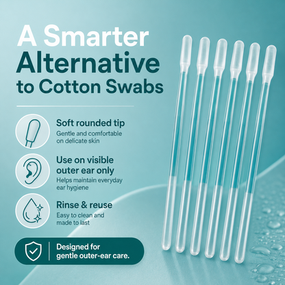 👂 24-Piece Reusable Soft Outer-Ear Cleaning Sticks Set with Storage Case 💧