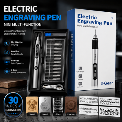 🖊️ Cordless Electric Engraving Pen Kit with 30 Bits and LED Light ⚡