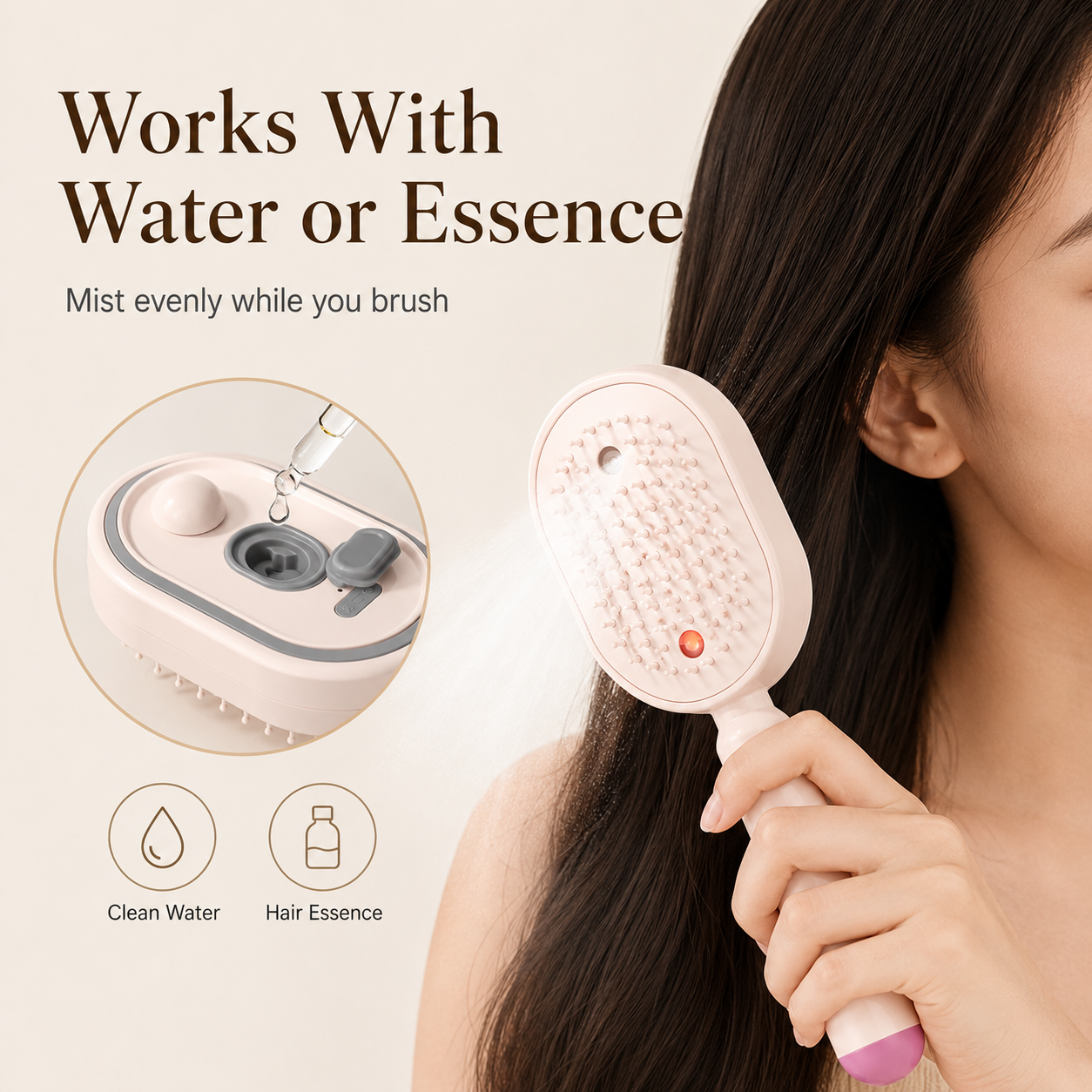 💆‍♀️ 3-in-1 Electric Spray Massage Comb – Scalp Spa Hair Brush